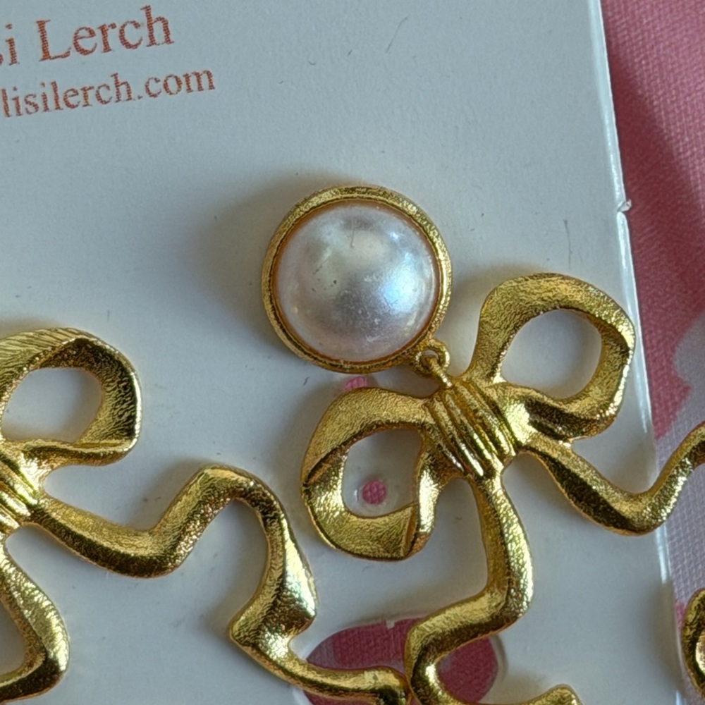 Lisi Lerch Annabelle Gold Metal Bow Earrings - Picture 8 of 8